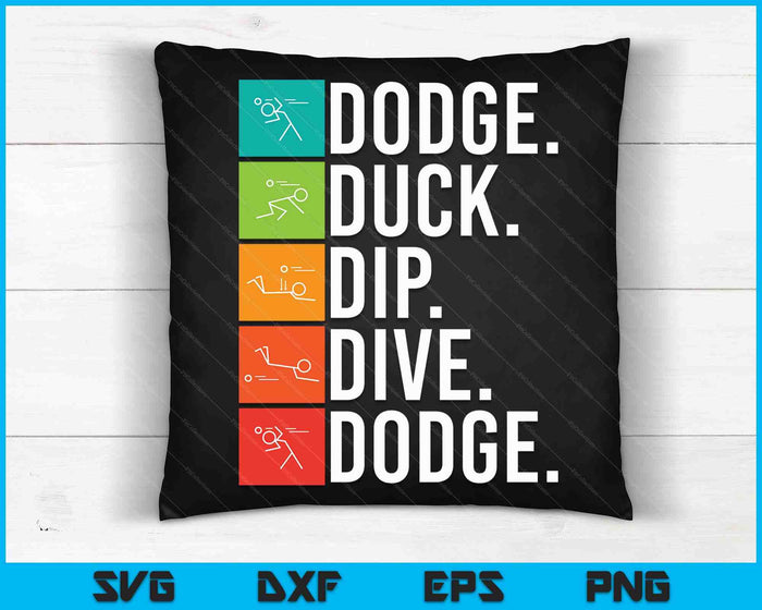 Duck Dip Dive I balspelen ik grappige Dodgeball SVG PNG digitale snijbestanden