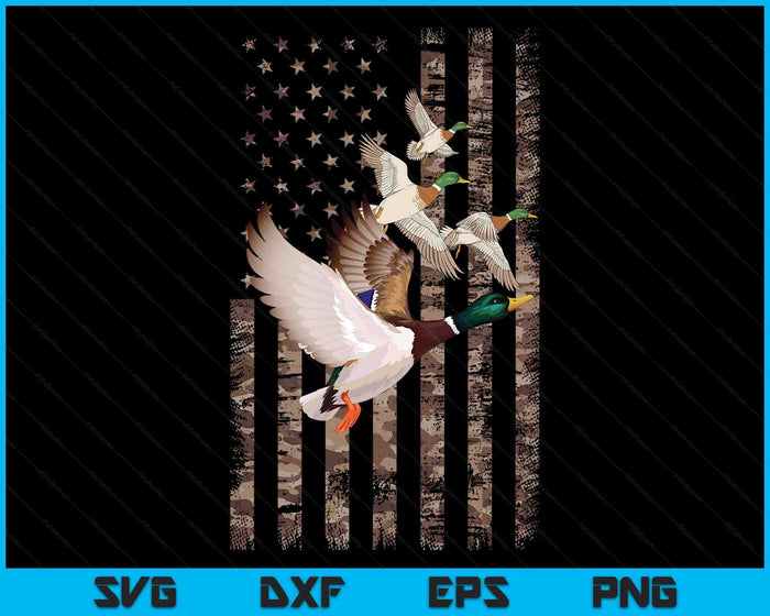 Duck Hunter American Flag Waterfowl Hunting Camouflage SVG PNG Digital Printable Files