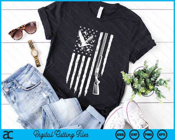 Duck Hunting American Flag Waterfowl Goose Gift For Hunter SVG PNG Digital Cutting Files - on a t-shirt