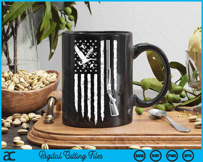 Duck Hunting American Flag Waterfowl Goose Gift For Hunter SVG PNG Digital Cutting Files