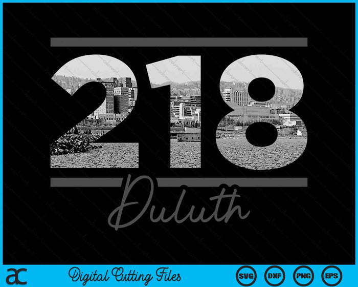 Duluth 218 Netnummer Skyline Minnesota Vintage SVG PNG digitale snijbestanden 