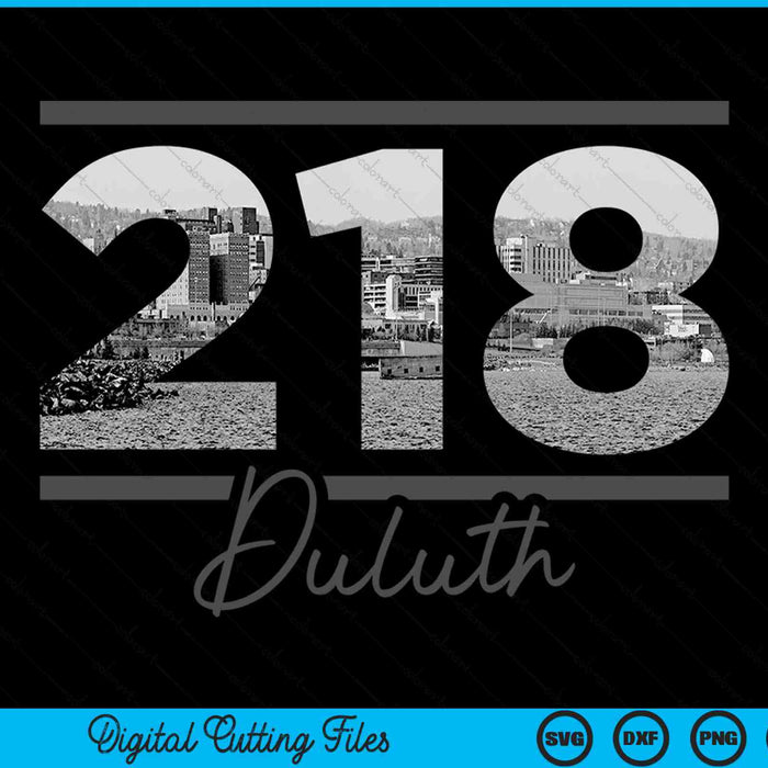 Duluth 218 area code skyline Minnesota vintage SVG PNG cut file for Cricut