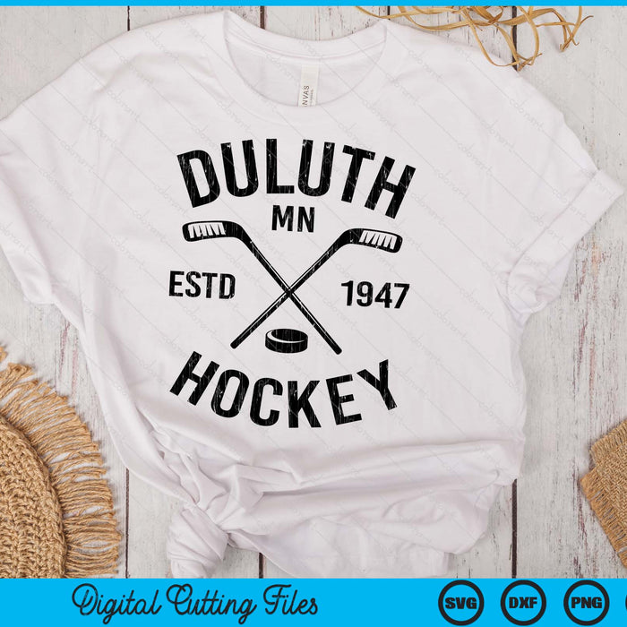 Duluth Minnesota Ice Hockey Sticks Vintage Gift SVG PNG Digital Cutting Files