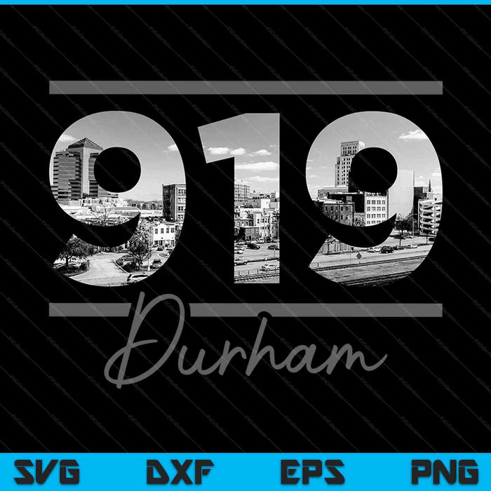 Durham 919 Netnummer Skyline North Carolina Vintage SVG PNG snijden afdrukbare bestanden