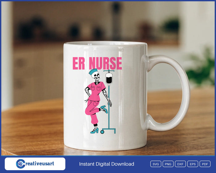 ER Nurse skeleton SVG design on a mug