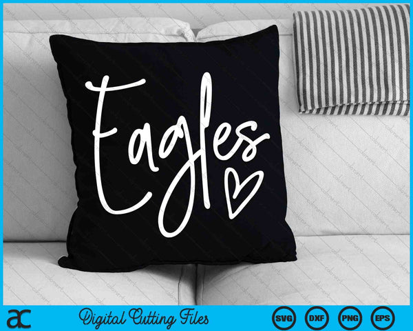 Eagles Heart School Sports Fan Team Spirit SVG PNG Archivos de corte digital