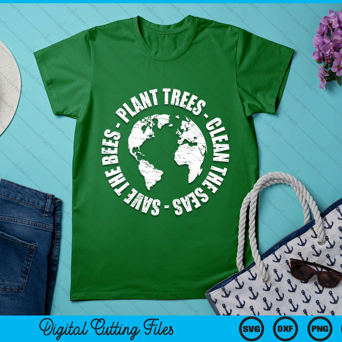 Earth Day Save Bees Plant Trees Clean Seas Environmentalist SVG PNG Digital Printable Files