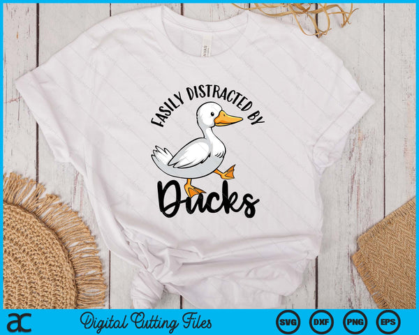 Easily Distracted By Ducks Cute Walking Duck SVG PNG Digital Printable Files