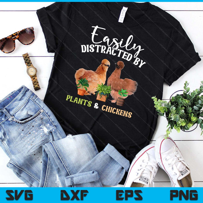 Gemakkelijk afgeleid door planten & kippen Silkie Chicke SVG PNG digitale snijbestanden 