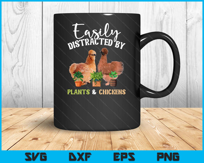 Gemakkelijk afgeleid door planten & kippen Silkie Chicke SVG PNG digitale snijbestanden 