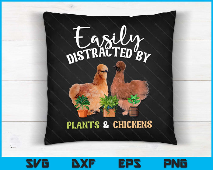 Gemakkelijk afgeleid door planten & kippen Silkie Chicke SVG PNG digitale snijbestanden 