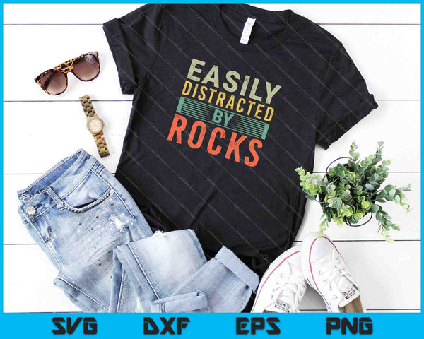Easily Distracted By Rocks Geology SVG PNG Cutting Printable Files - on a t-shirt