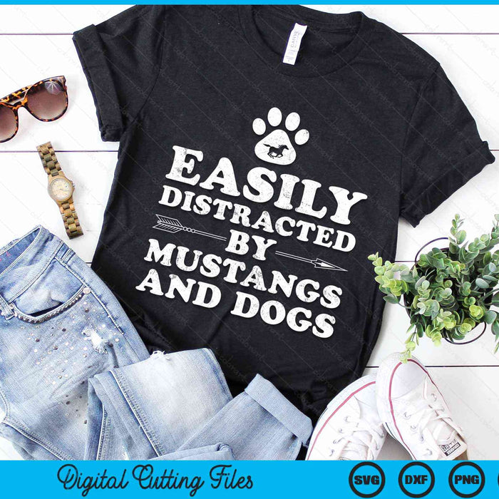 Easily Distracted by Mustangs and Dogs SVG PNG Digital Cutting Files