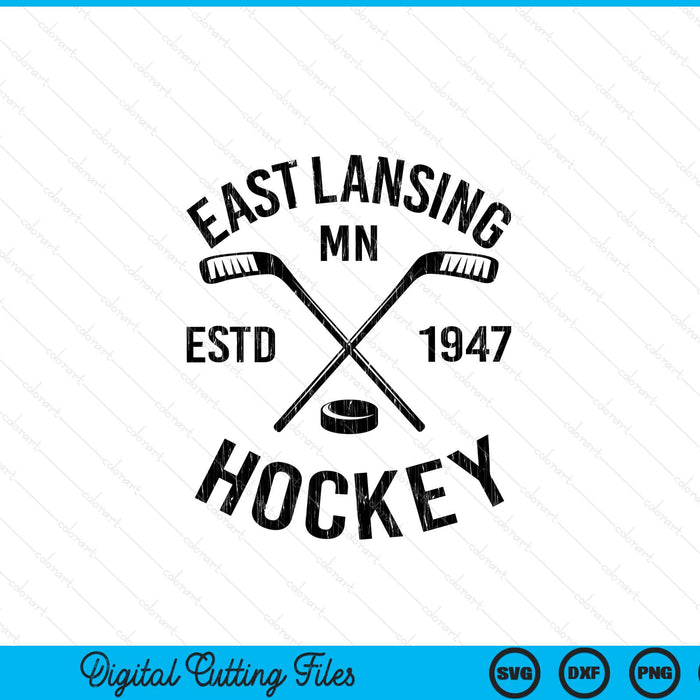 East lansing Minnesota ice hockey sticks vintage SVG cut file