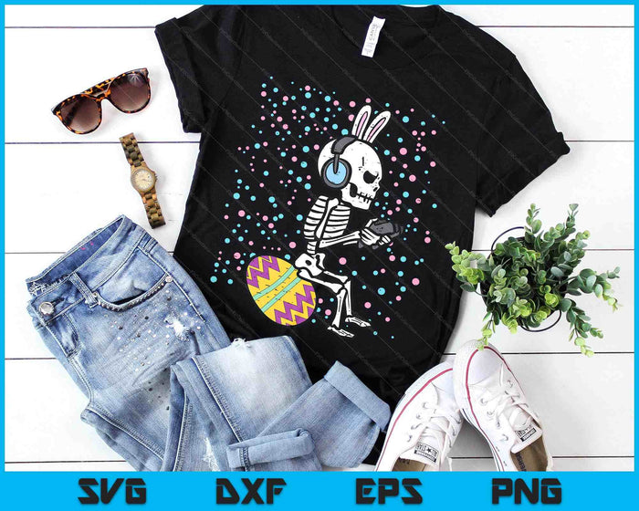 Easter Bunny Skeleton Gamer Funny Gaming Boys SVG PNG Digital Printable Files