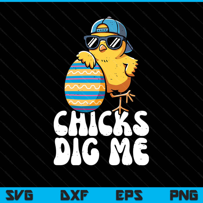 Easter chicks dig me cute egg hunt SVG cut file