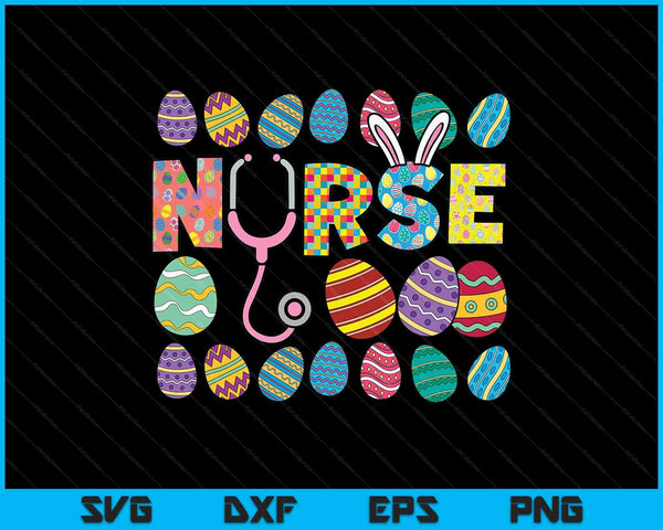 Easter Eggs Nurse Stethoscope Scrub Top Spring Squad SVG PNG Digital Printable Files