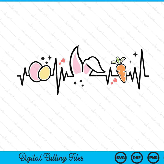Easter Heartbeat Easter Bunny Ears SVG PNG Digital Printable Files