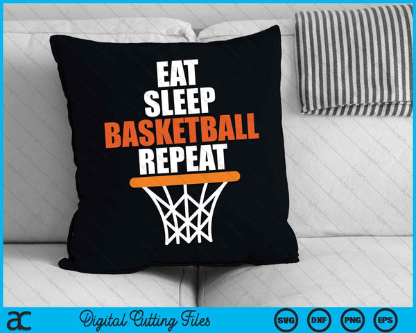 Comer dormir baloncesto repetir SVG PNG archivos de corte digital