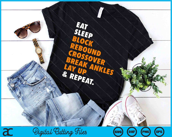 Eat Sleep Basketball Repeat SVG PNG Digital Cutting Files - on a t-shirt