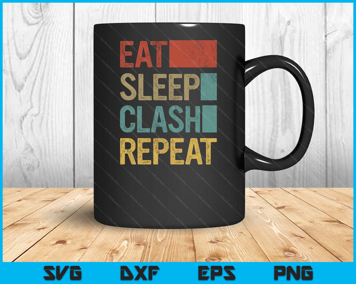 Eat Sleep Clash Repeat Vintage Gaming Clan Retro Clash SVG PNG Digital Printable Files