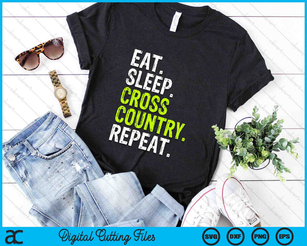 Eet slaap Cross Country Herhaal Running Funny SVG PNG Digital Cutting Files
