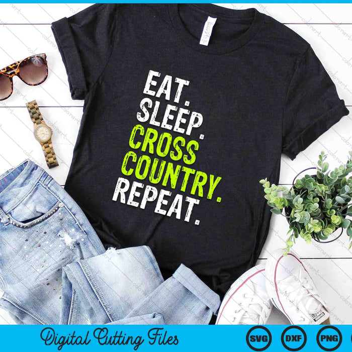 Eet slaap Cross Country Herhaal Running Funny SVG PNG Digital Cutting Files