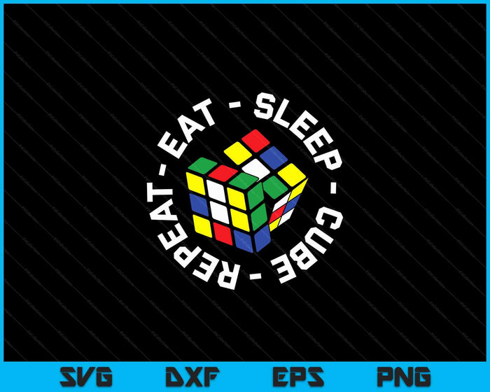 Eet slaapkubus Herhaal grappige kubussen Puzzelsnelheid Cuber SVG PNG digitale snijbestanden