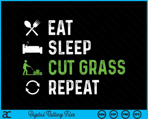 Eet slaap gemaaid gras Herhaal SVG PNG Snijden afdrukbare bestanden
