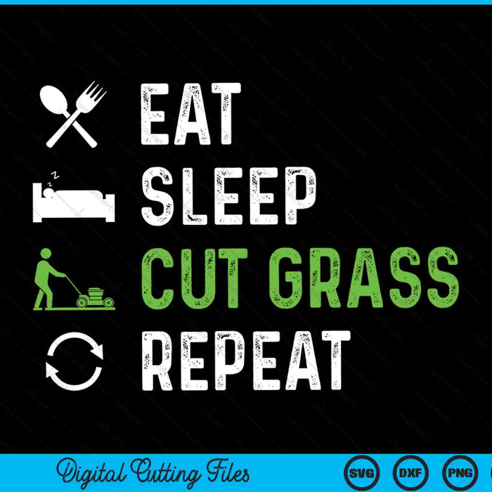 Comer dormir cortar hierba repetir SVG PNG cortar archivos imprimibles
