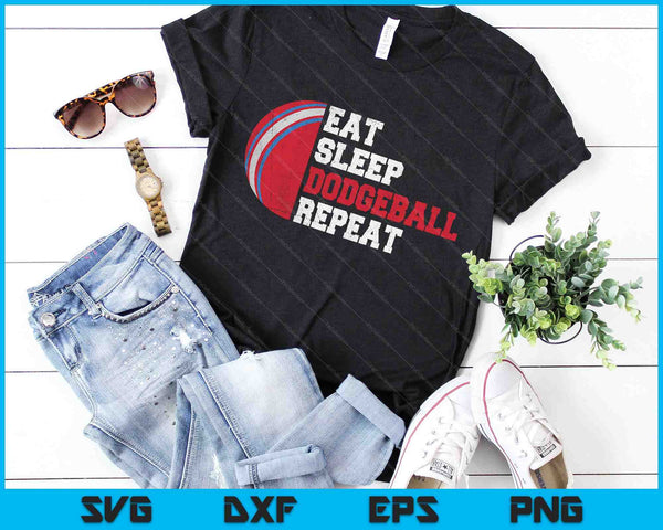 Eet slaap Dodgeball Herhaal SVG PNG digitale snijbestanden