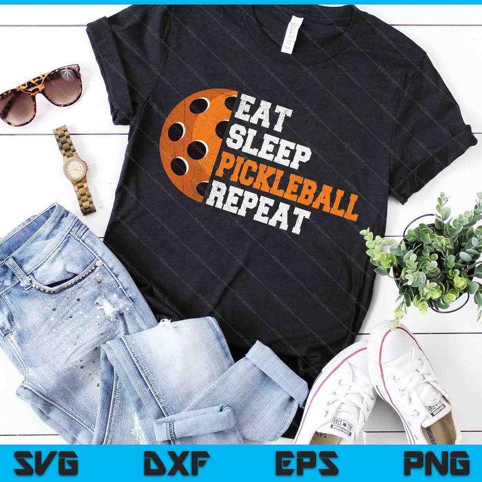 Eat Sleep Pickleball Repeat SVG PNG Digital Cutting Files