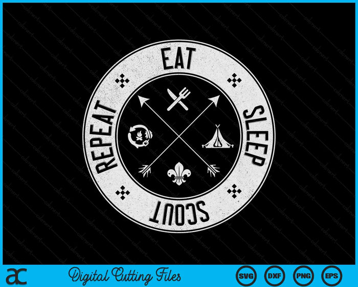 Eat Sleep Scout Repeat - Funny Outdoor Camping Nature Gift SVG PNG Digital Cutting File