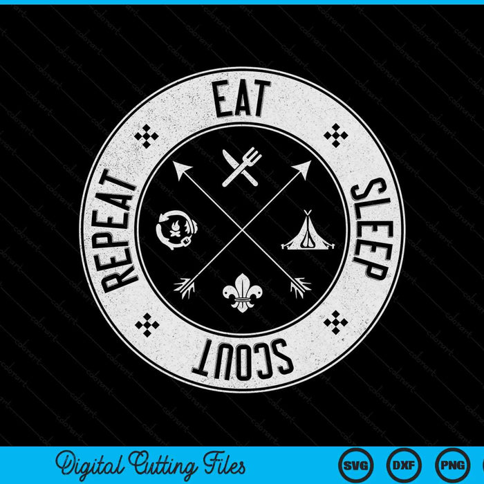 Eat Sleep Scout Repeat - Funny Outdoor Camping Nature Gift SVG PNG Digital Cutting File