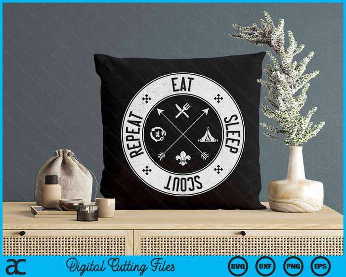 Eat Sleep Scout Repeat - Funny Outdoor Camping Nature Gift SVG PNG Digital Cutting File