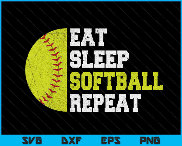 Eat Sleep Softball Repeat SVG PNG Digital Cutting Files