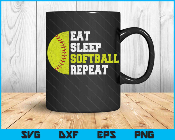 Eat Sleep Softball Repeat SVG PNG Digital Cutting Files