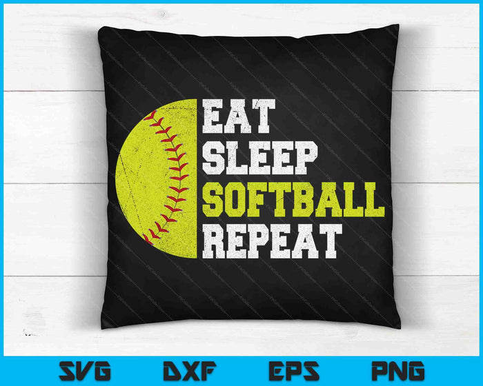 Eat Sleep Softball Repeat SVG PNG Digital Cutting Files