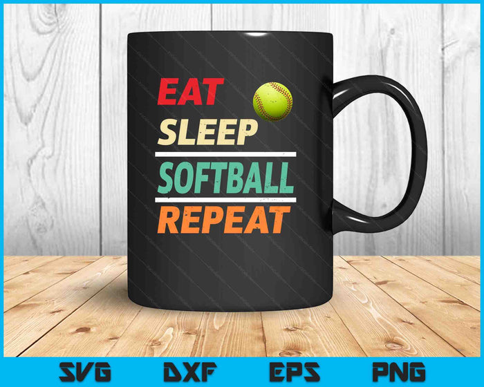 Eat Sleep Softball Repeat Sports Lover SVG PNG Digital Printable Files