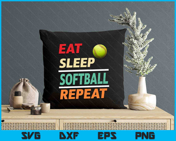 Eat Sleep Softball Repeat Sports Lover SVG PNG Digital Printable Files