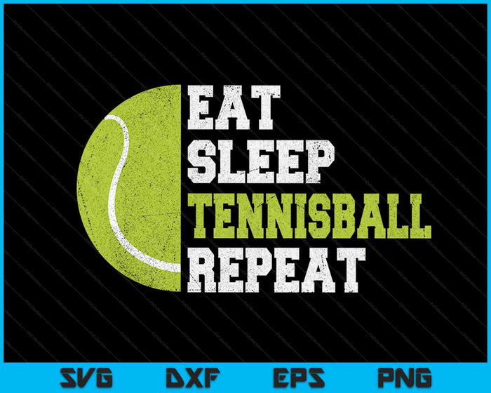 Eet slaap tennisbal Herhaal SVG PNG digitale snijbestanden