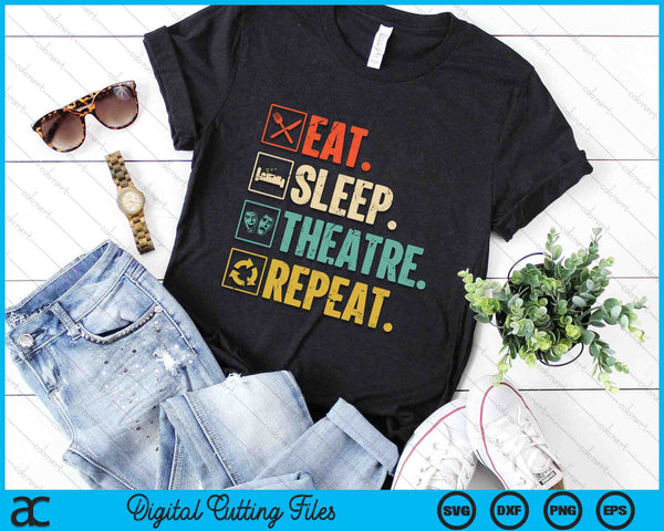 Eet slaap theater herhaal acteur theater SVG PNG digitale snijbestanden