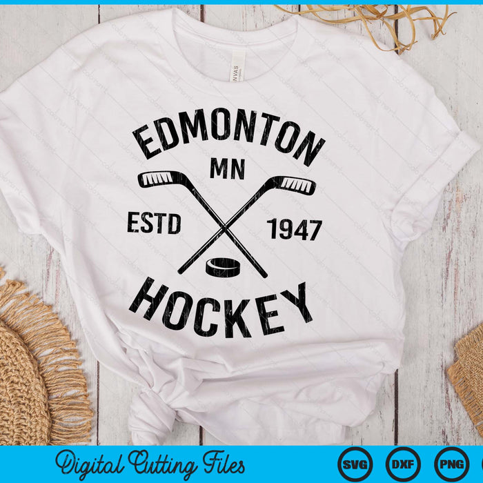 Edmonton Minnesota Ice Hockey Sticks Vintage Gift SVG PNG Digital Cutting Files