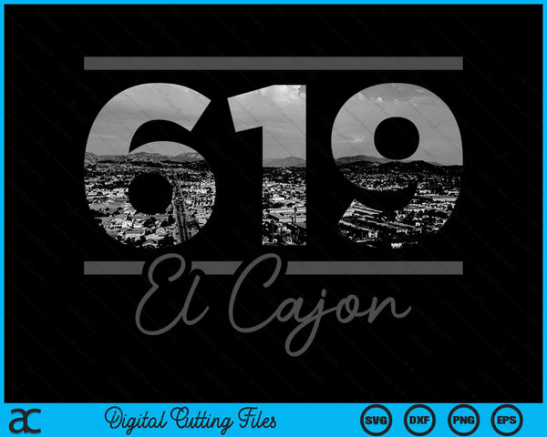 El Cajon 619 Netnummer Skyline Californië Vintage SVG PNG digitale snijbestanden