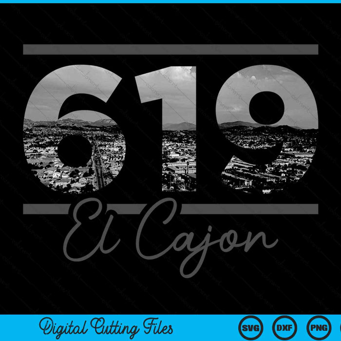 El Cajon 619 Area Code Skyline California Vintage SVG PNG Digital Cutting Files