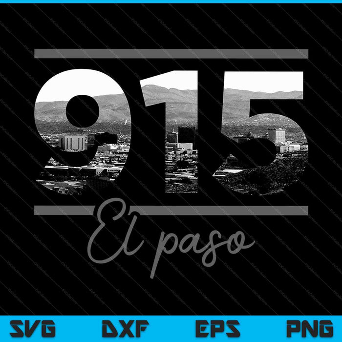 El Paso 915 Area Code Skyline Texas Vintage SVG PNG Cutting Printable Files