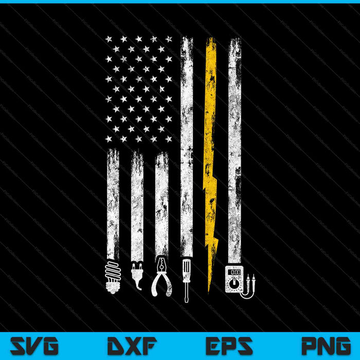 Elektricien Tools USA vlag SVG PNG snijden afdrukbare bestanden