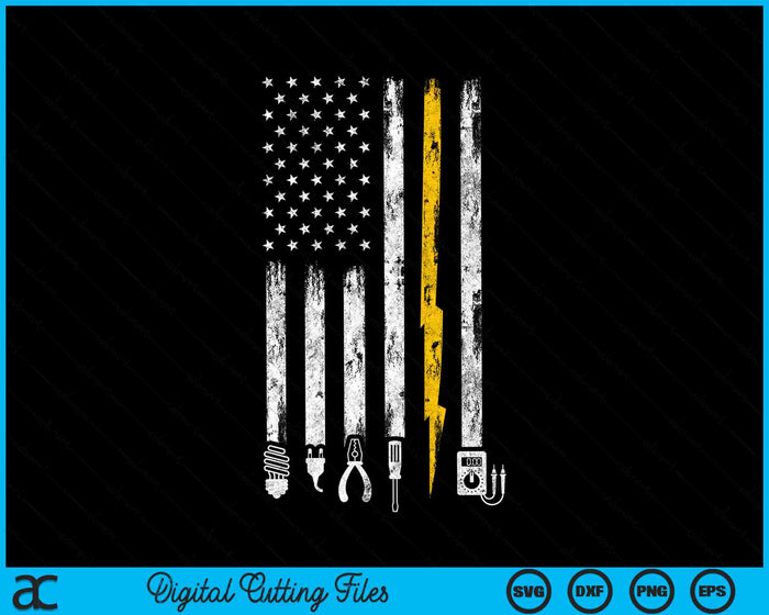 Electrician Tools USA Flag SVG PNG Digital Cutting Files