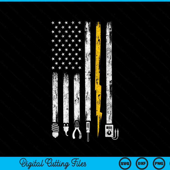 Electrician tools USA flag SVG cut file