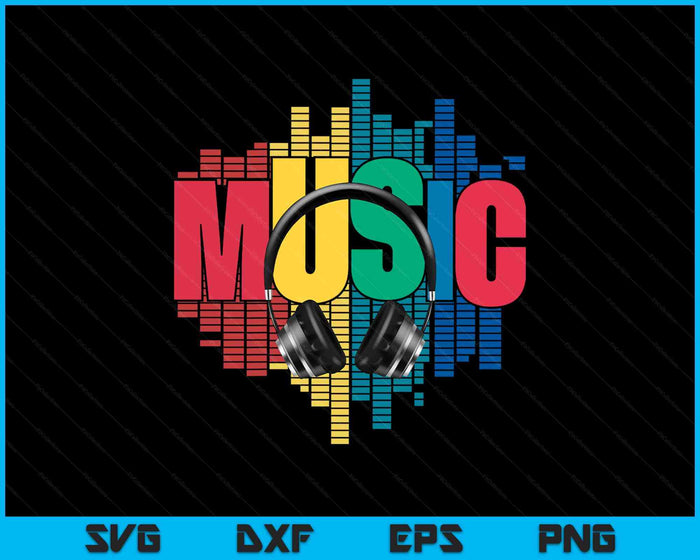 Electronic Music Lover DJ Retro Headphones SVG PNG Digital Printable Files